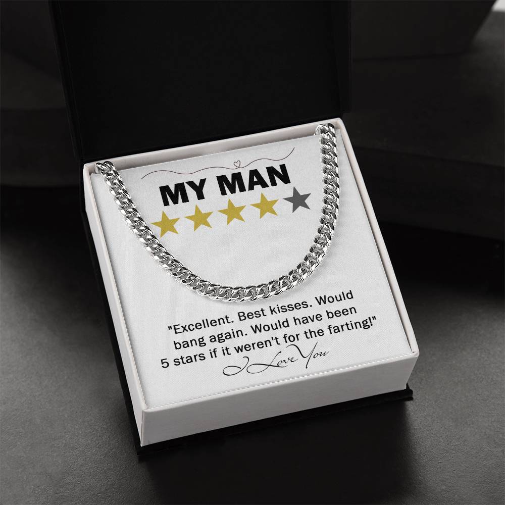 My Man A Funny Cuban Link Chain Necklace Gift For Boyfriend, Husband Gift, Valentine's Day, Anniversary, Or Christmas Gift For Boyfriend, Husband