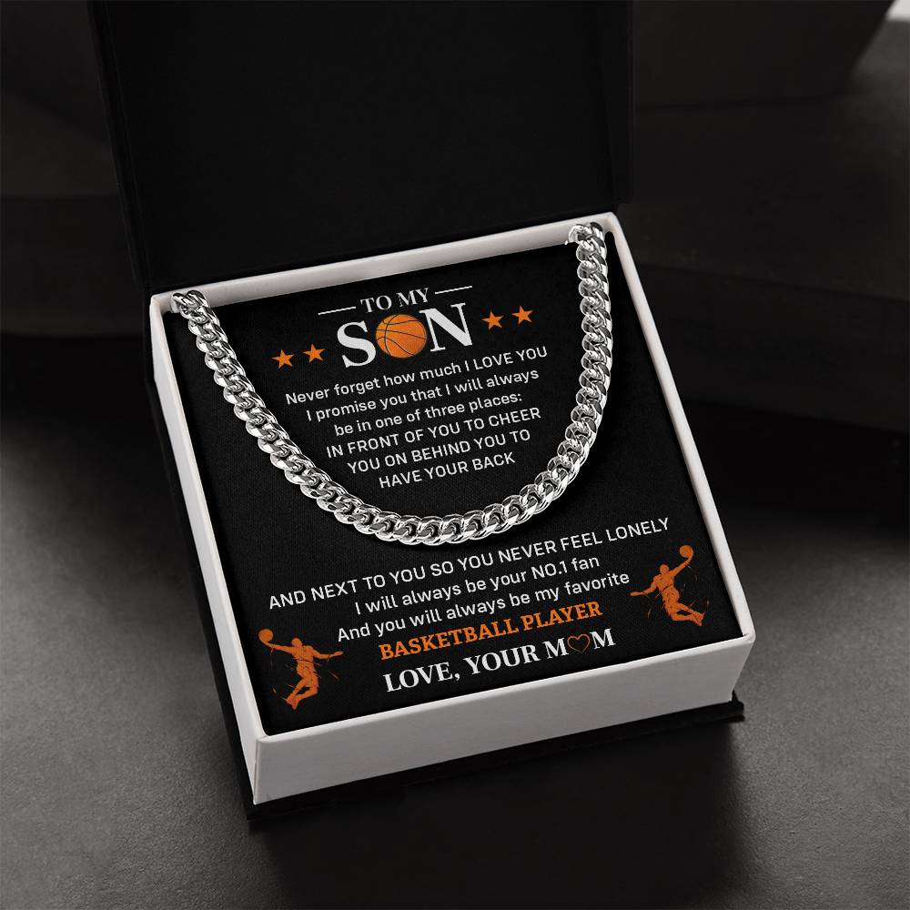 Basketball Son Cuban Chain Gift from Mom – Message Card
