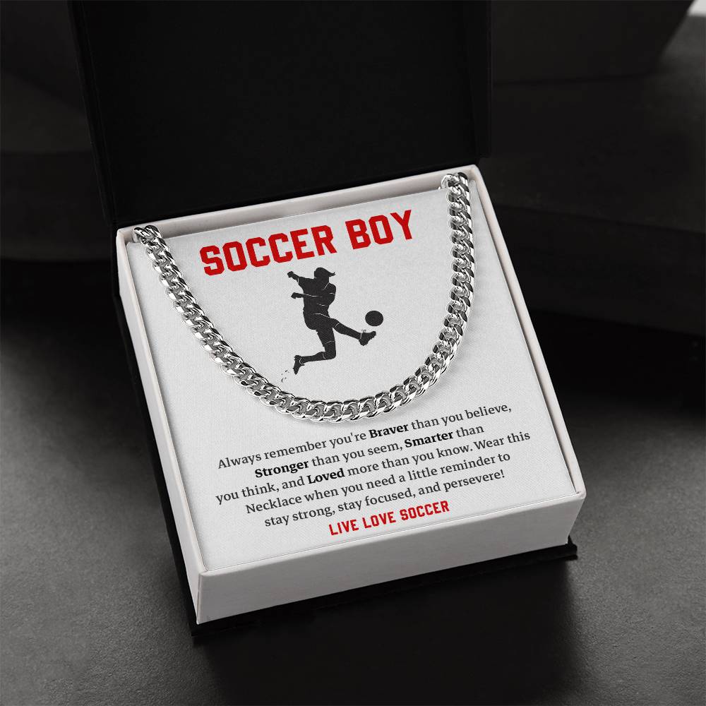 Soccer Boy Cuban Chain Gift for Teen – Message Card