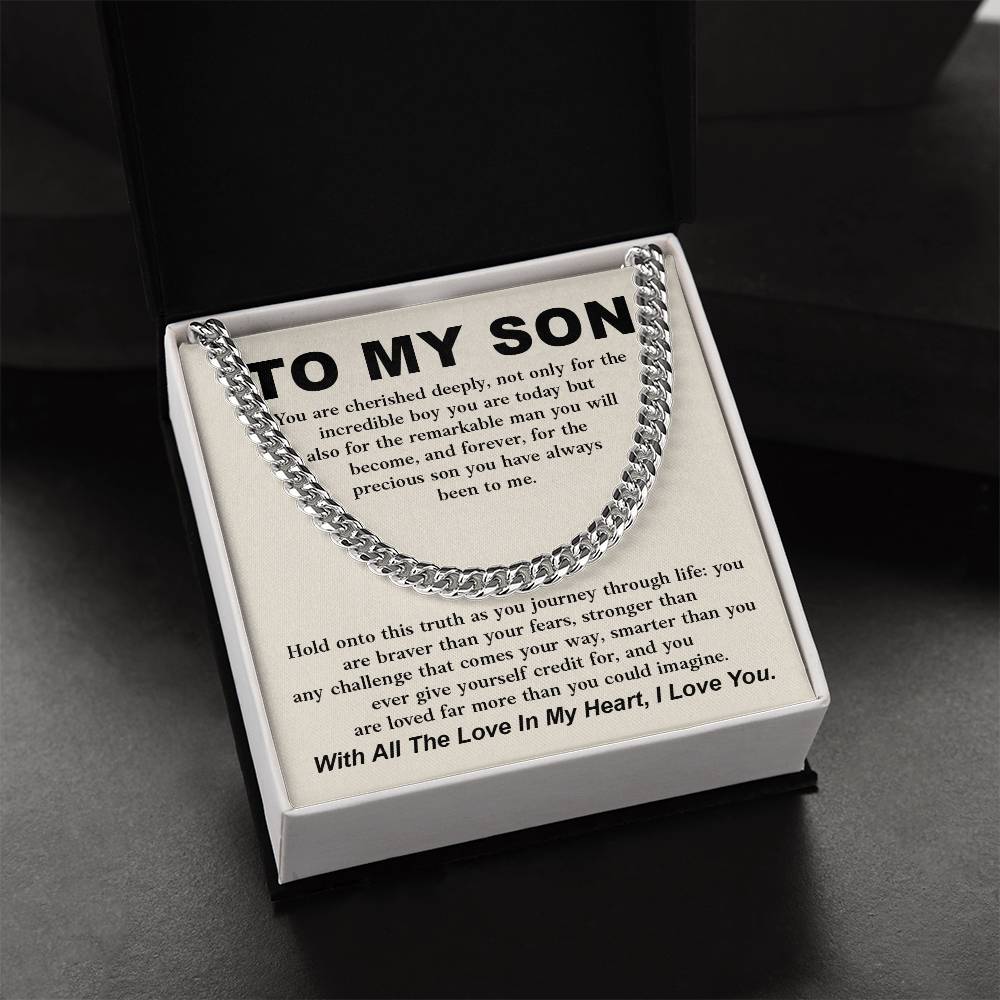To My Son Cuban Chain Necklace Gift from Parent