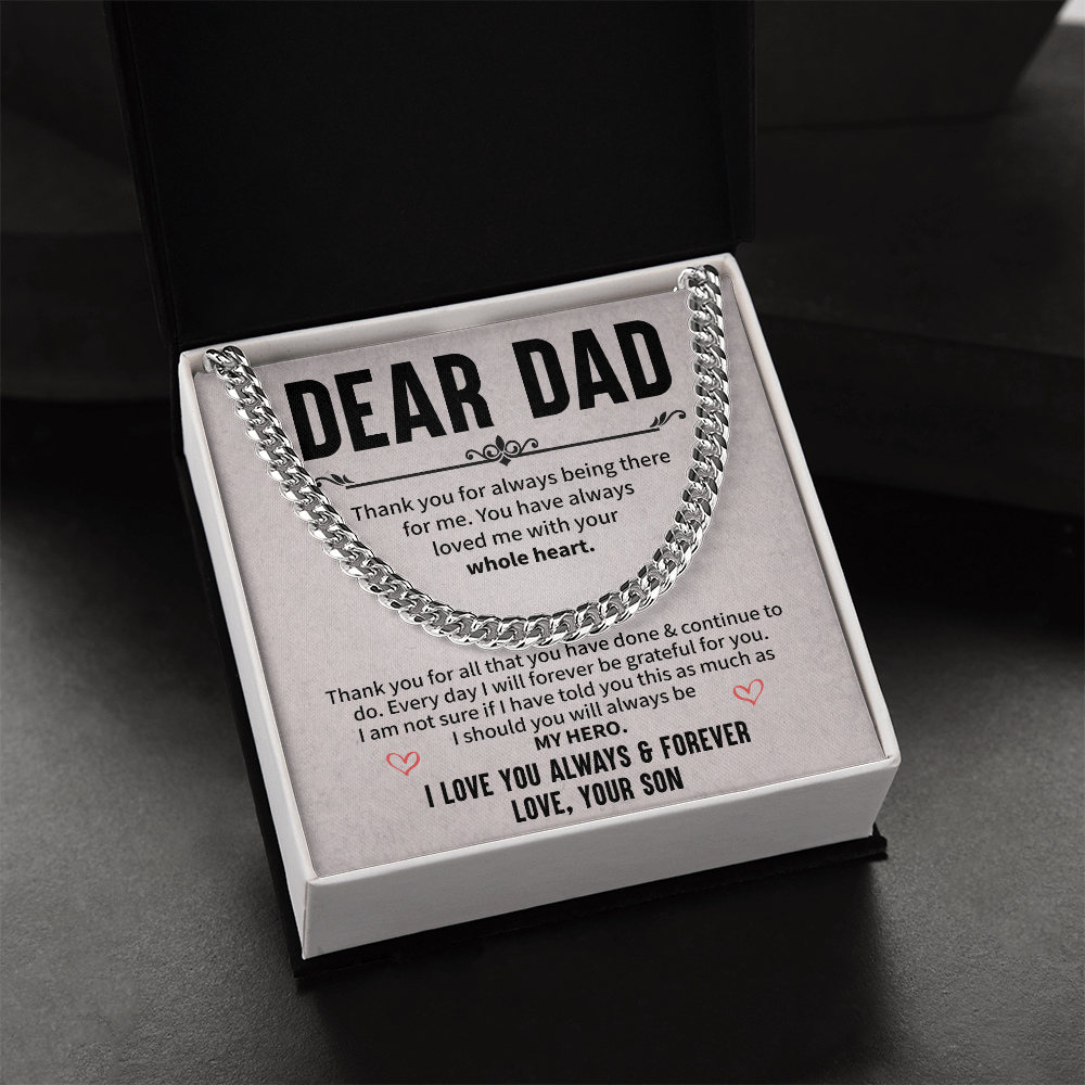 Dear Dad Necklace Heartfelt Message with Hero Tribute from Son