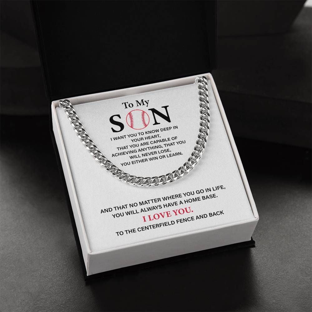 Baseball Gift for Son from Mom – Cuban Chain with Message Card