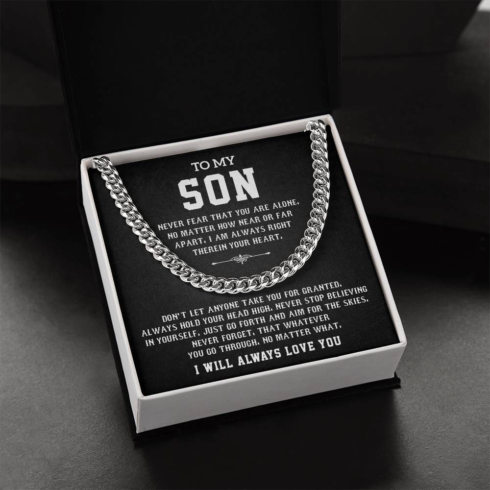 Cuban Chain Necklace Gift for Son – Inspirational Message Box