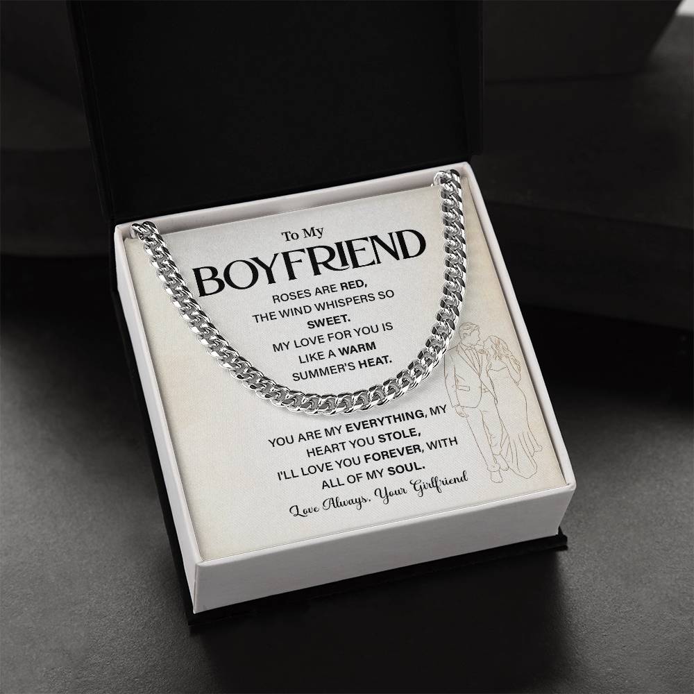 Romantic Gift for Boyfriend Cuban Chain with Gift Box