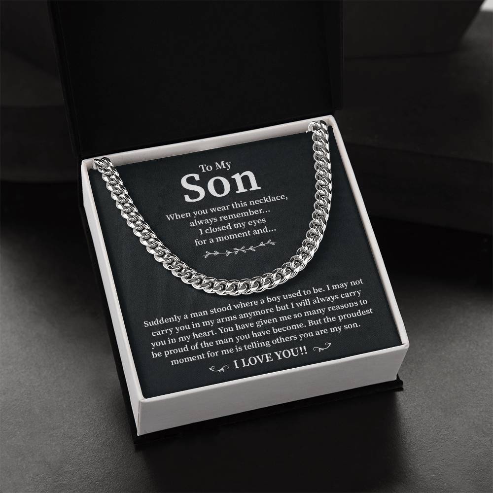 Cuban Chain Gift for Son from Mom – Proud Mother Lion Message Box