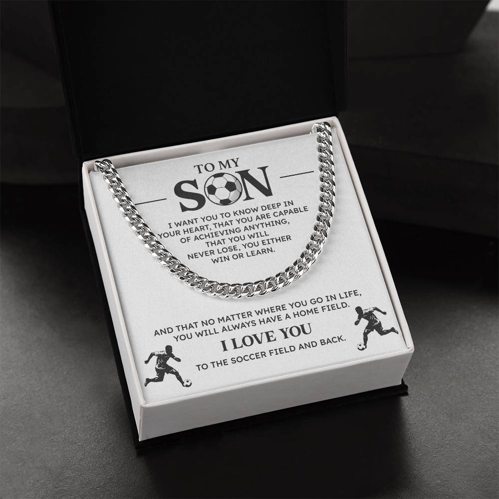 Soccer Necklace Gift for Son – Motivational Message Card for Players