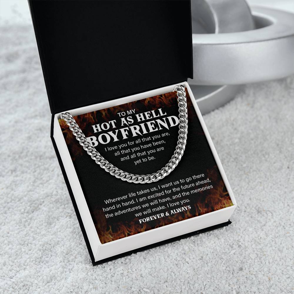 Hot Boyfriend Gift – Cuban Chain with Fire Message