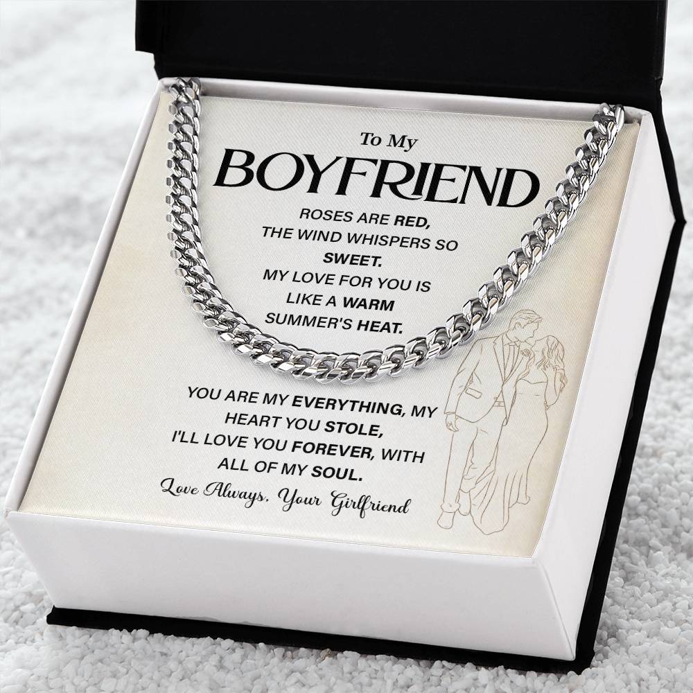 Romantic Gift for Boyfriend Cuban Chain with Gift Box