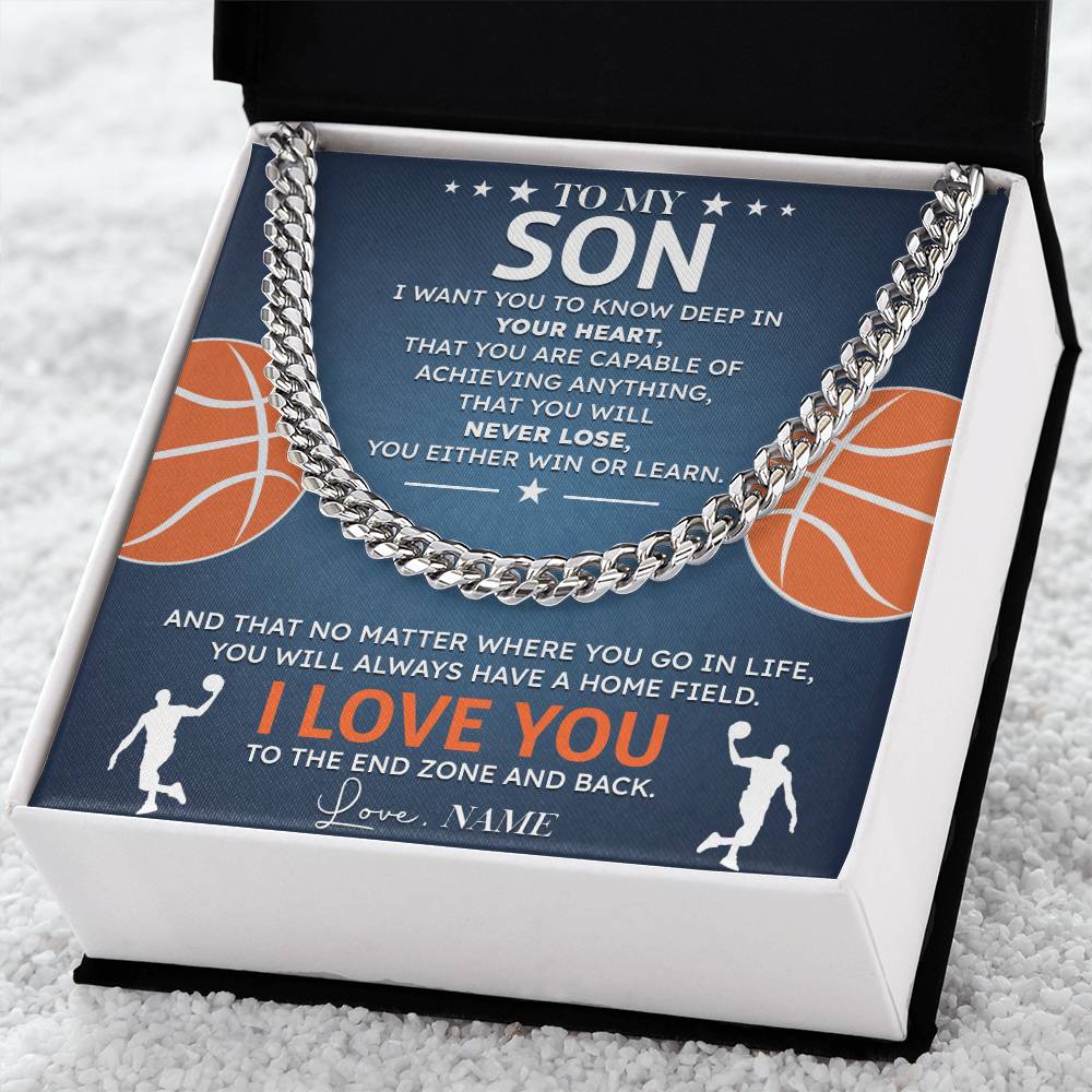 Inspirational Son Basketball Necklace with Card
