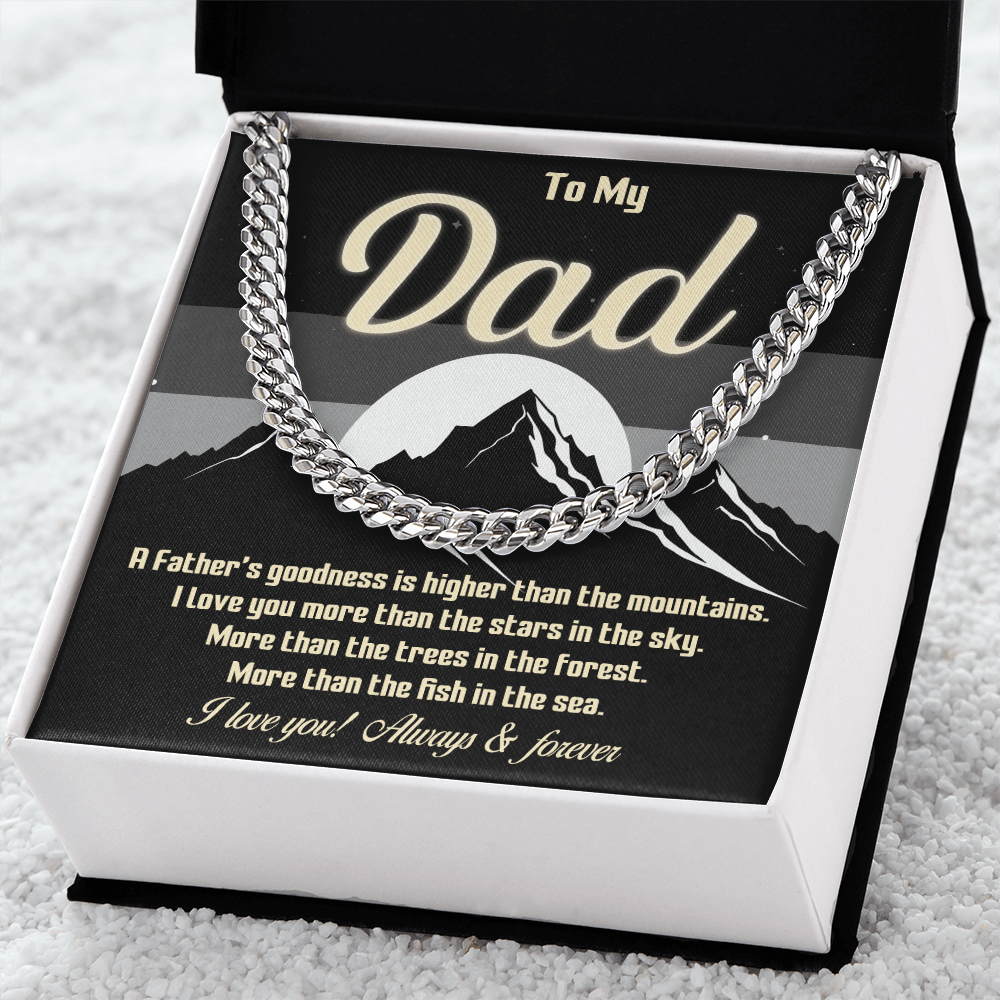 To My Dad Chain with Inspirational Quote with LED Mahogany Box