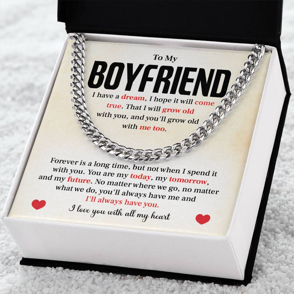 Cuban Link Chain Necklace Gift for Him with Gift Box