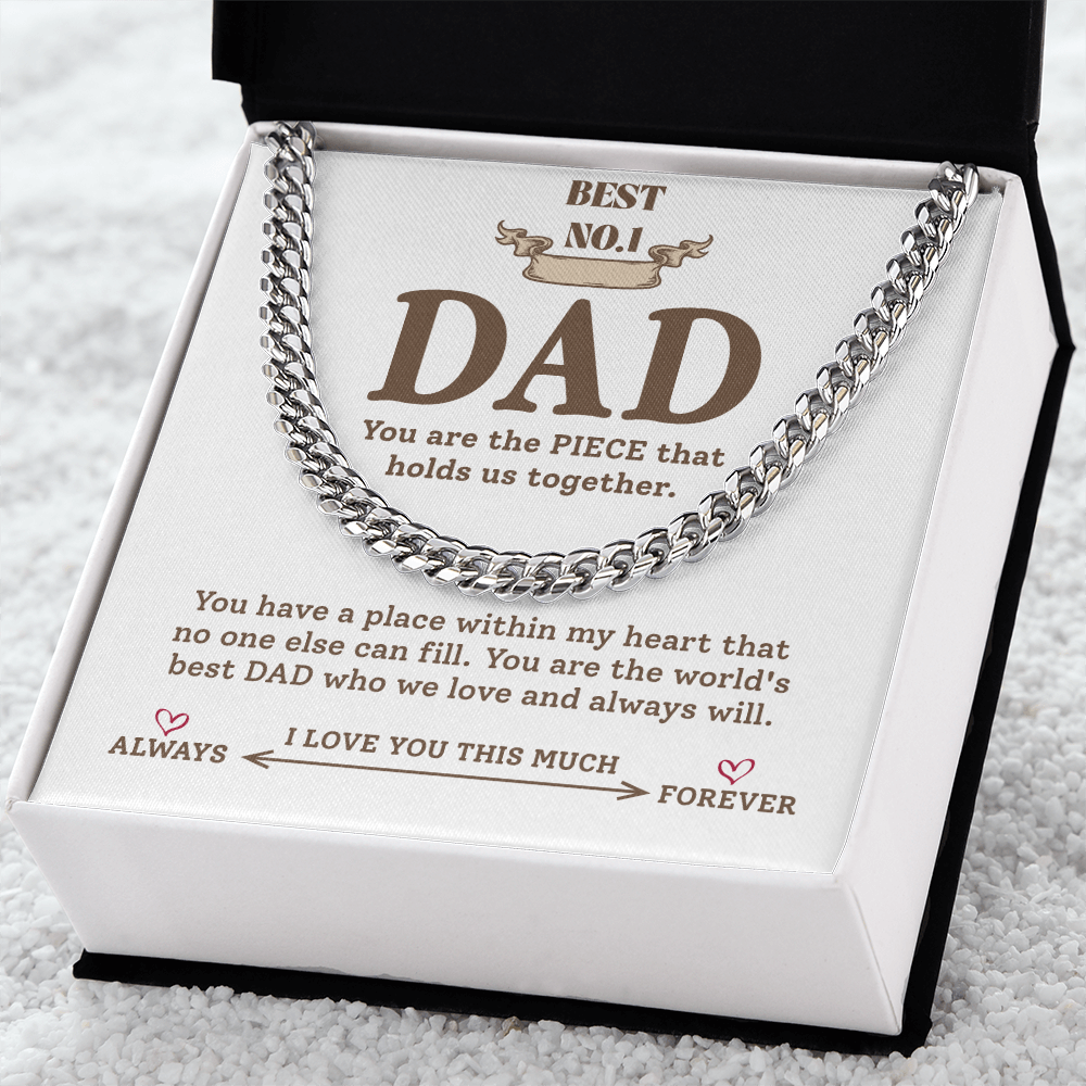 Best Dad Chain Necklace Gift with Message Card from Kids