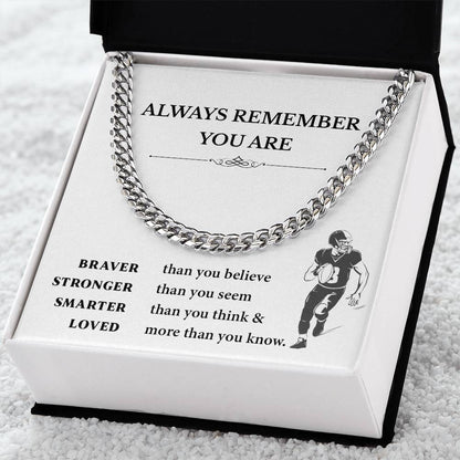 Football Necklace Gift for Boys – Motivational Card