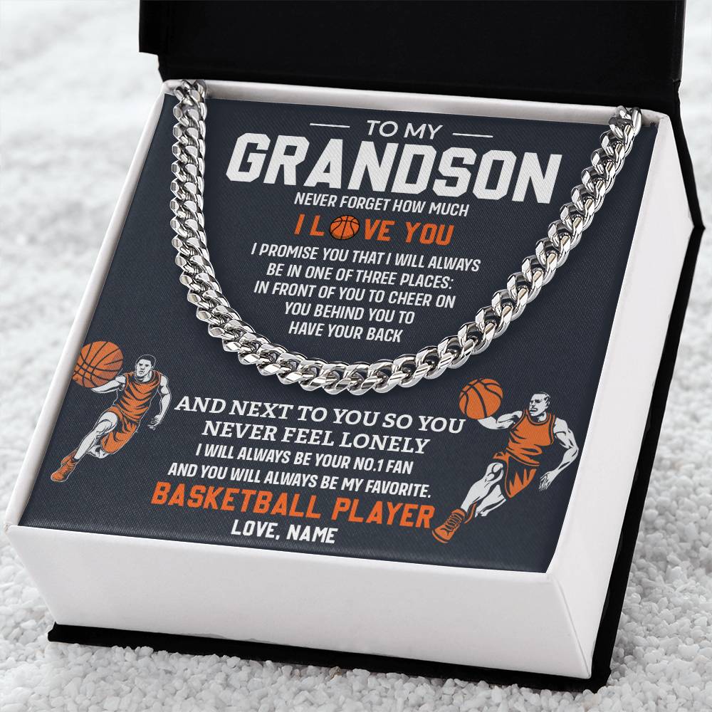 Grandson Basketball Necklace – Message Card Gift