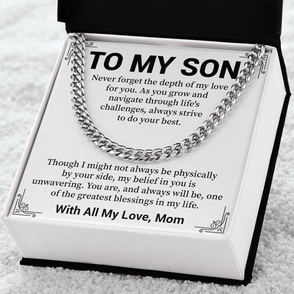 To My Son Cuban Chain Necklace Gift from Mom
