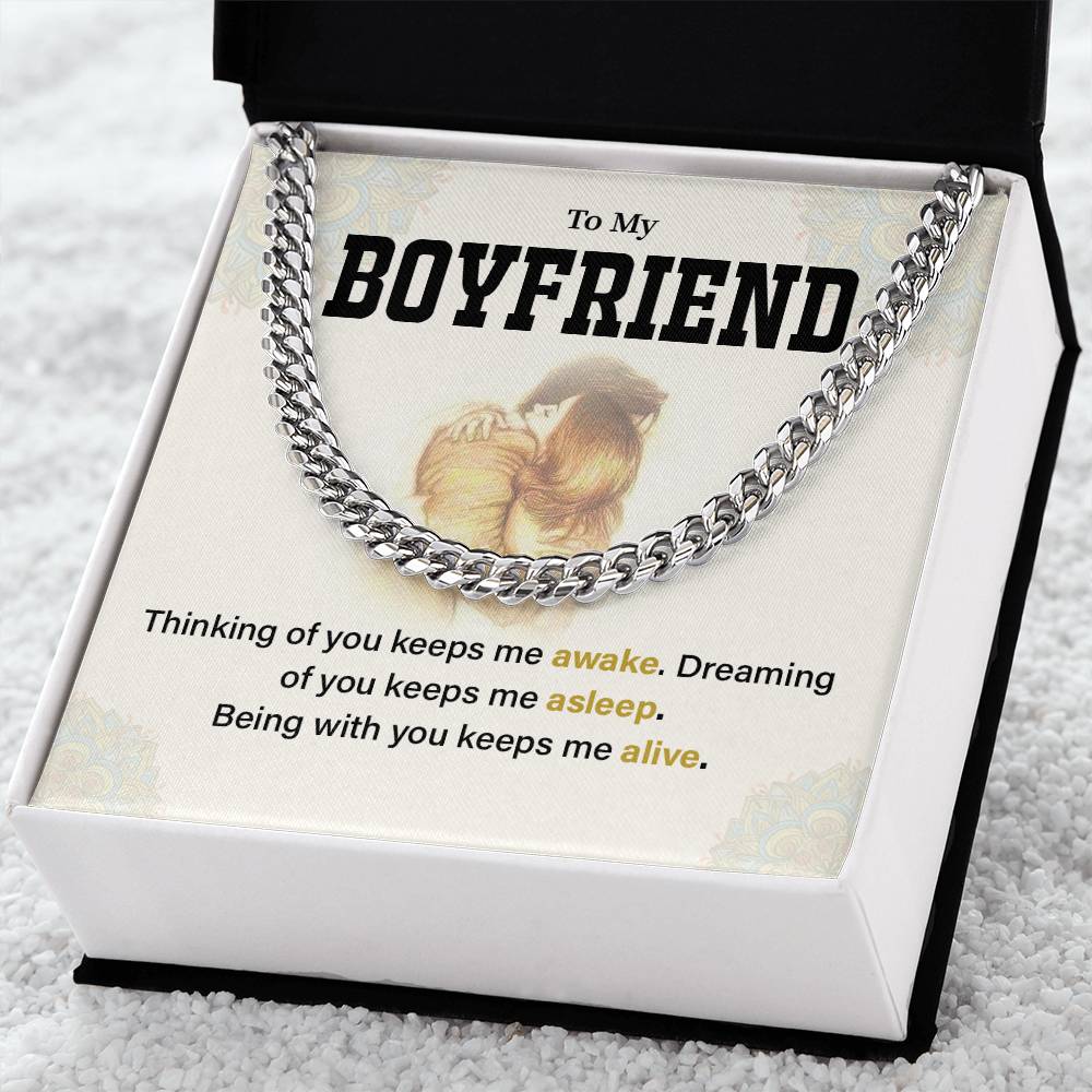 Boyfriend Cuban Chain Necklace Gift with Message Card