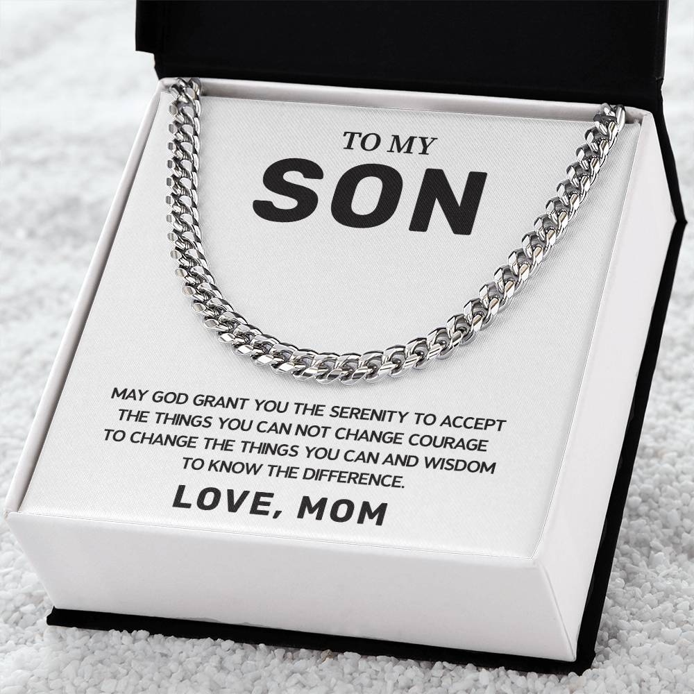 Christian Son Gift from Mom Cuban Chain & Card