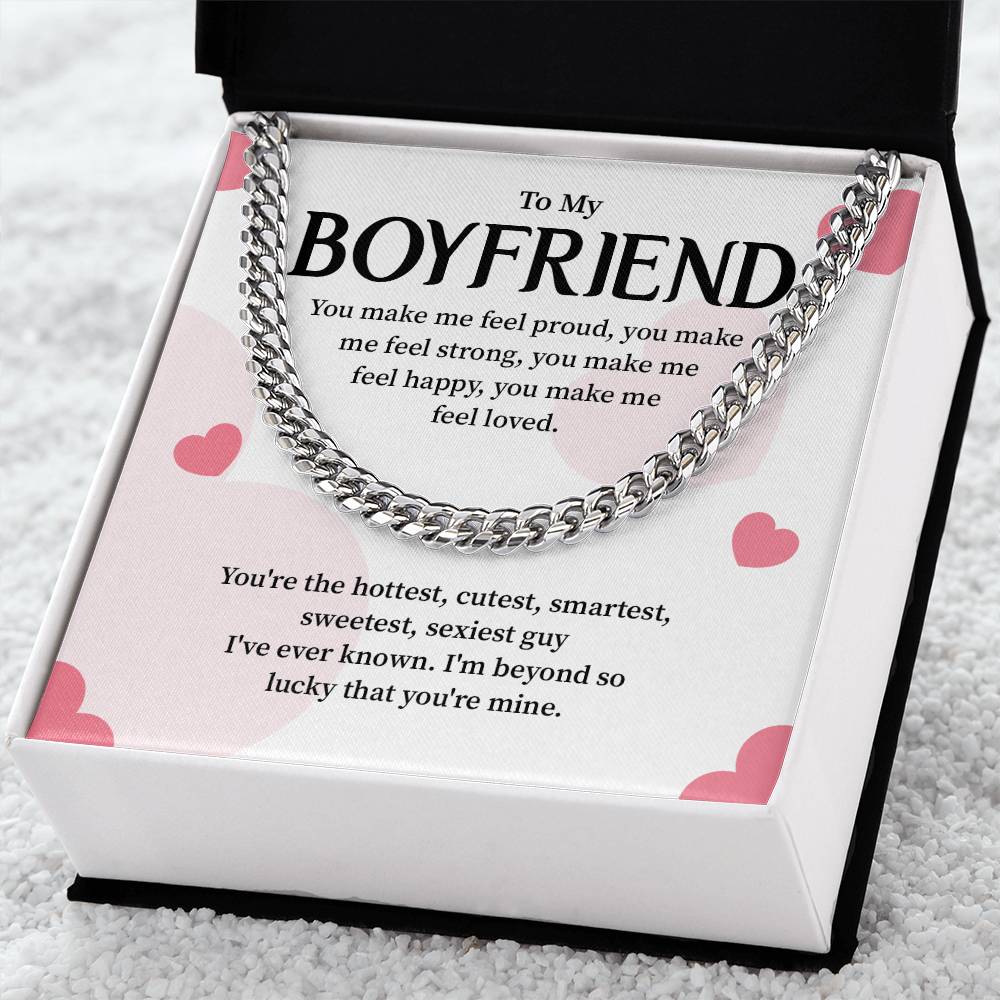 Cuban Chain Gift for Boyfriend with Message Card