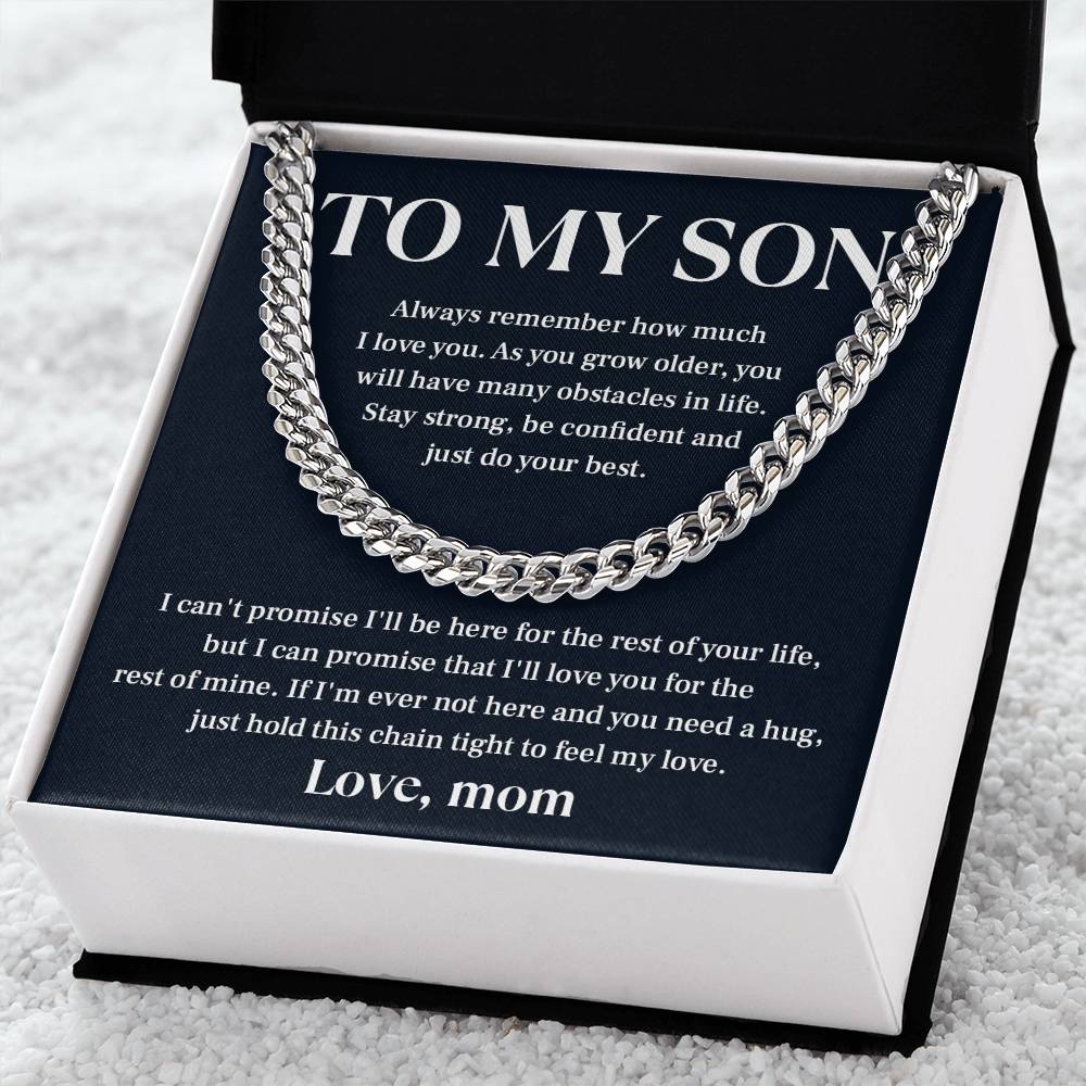 Mom to Son Cuban Chain Necklace Gift Message Card