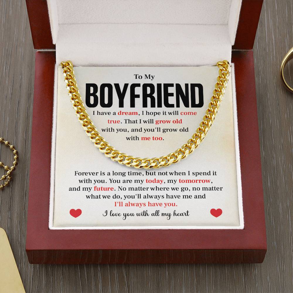 Cuban Link Chain Necklace Gift for Him with Gift Box