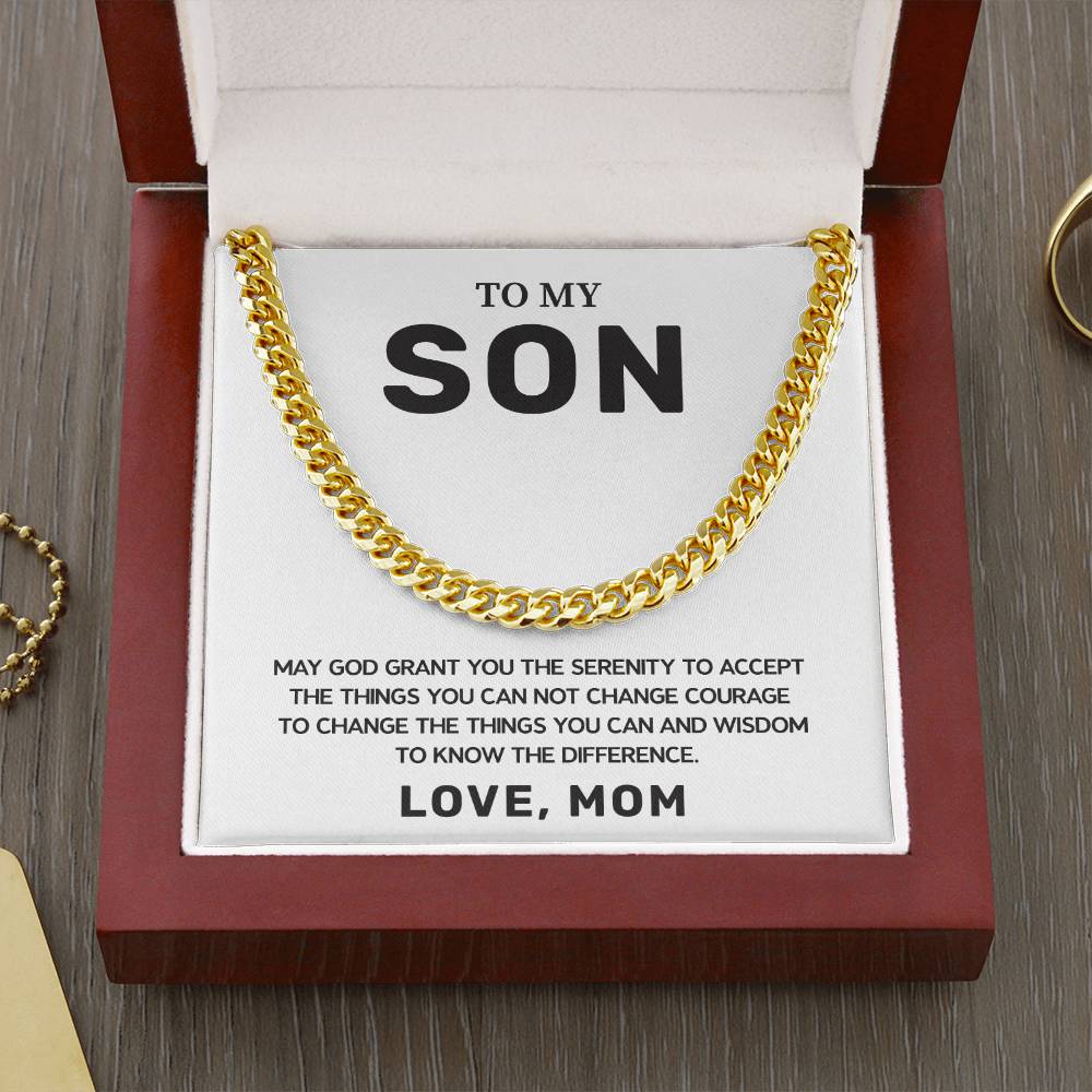 Christian Son Gift from Mom Cuban Chain & Card