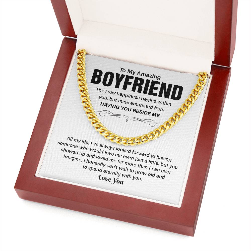 Cuban Chain Necklace Gift for Boyfriend with Gift Box