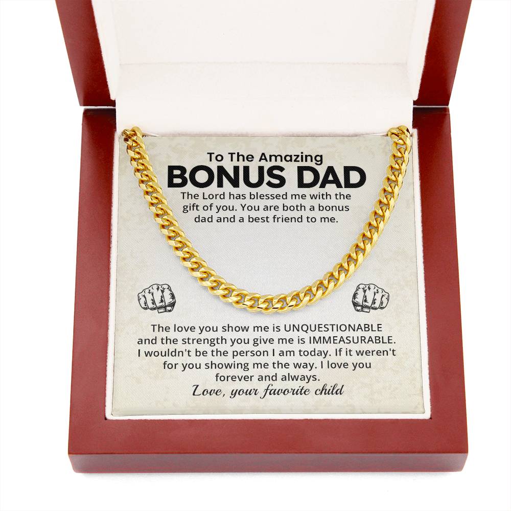 Bonus Dad Cuban Chain Necklace Gift With Loving Message
