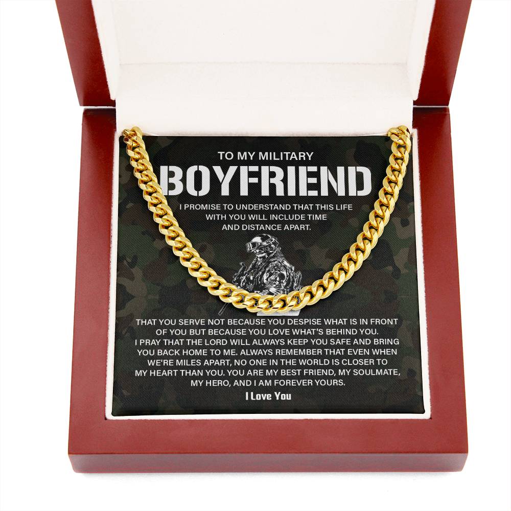 Military Boyfriend Gift – Cuban Chain with Message Card