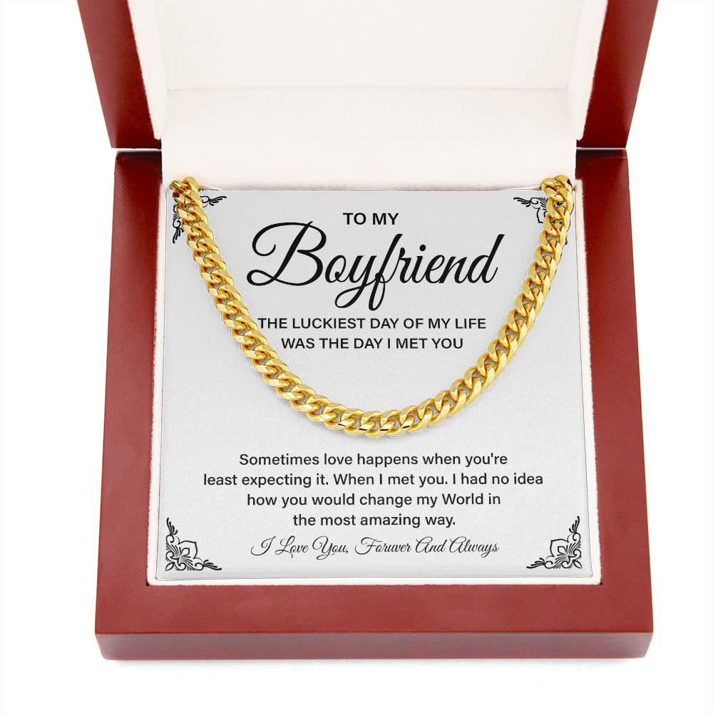 Boyfriend Gift – Cuban Chain with Lucky in Love Message