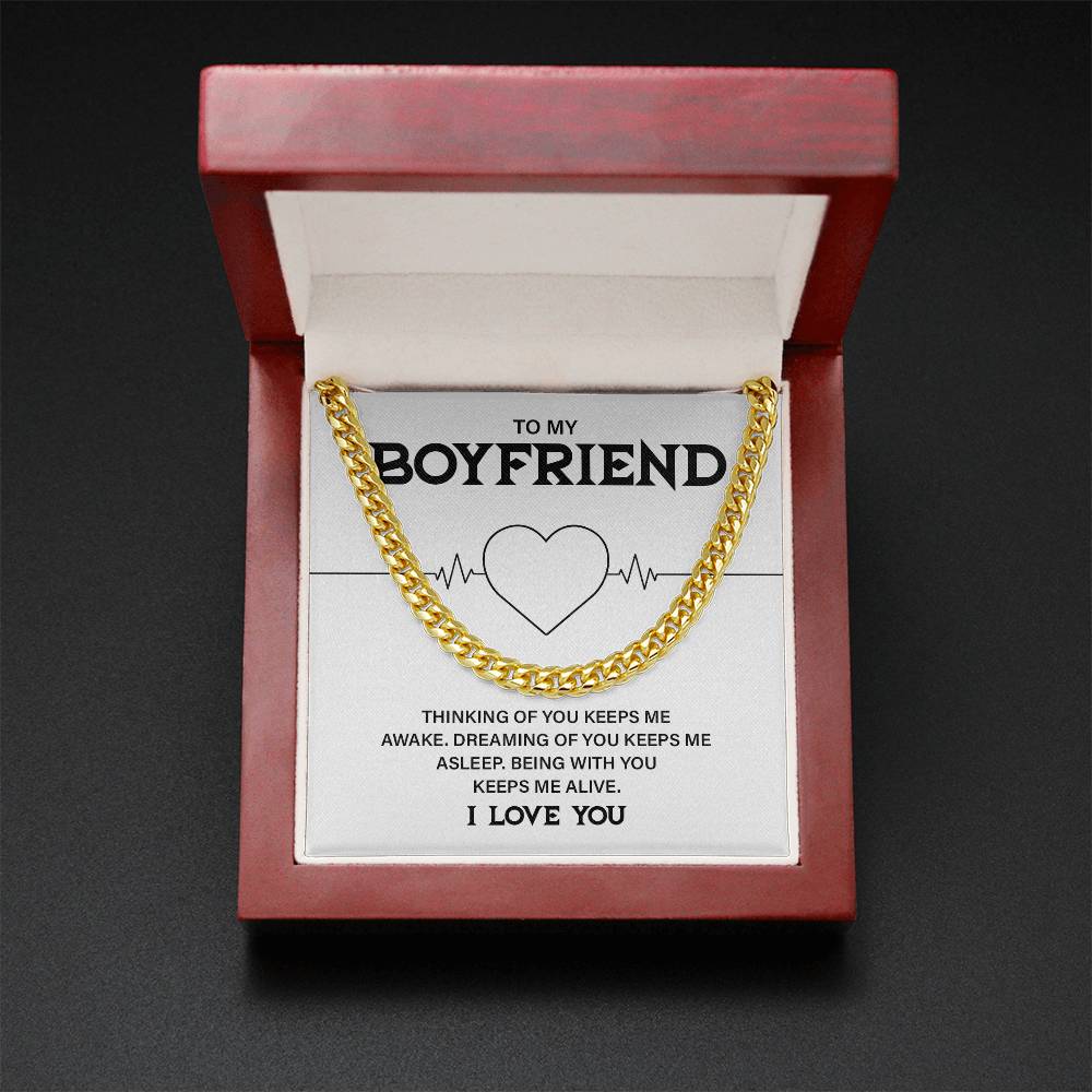 Boyfriend Cuban Chain Necklace with Gift Card