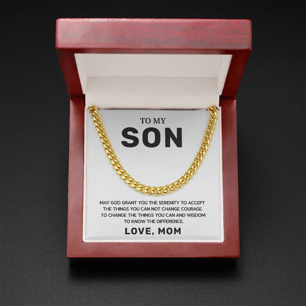 Christian Son Gift from Mom Cuban Chain & Card