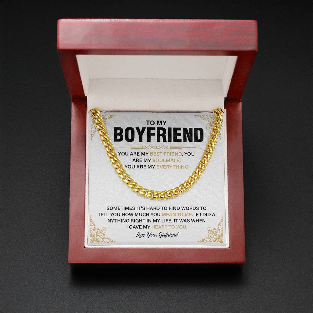 Romantic Cuban Chain for Boyfriend with Gift Box