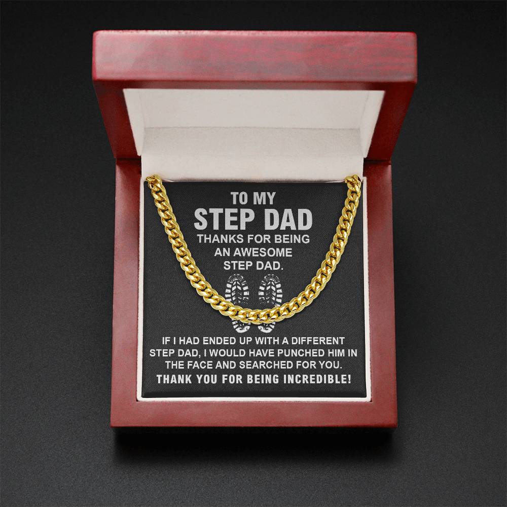 Stepdad Cuban Chain Necklace Gift With Heartfelt Note