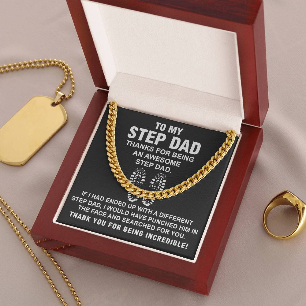 Stepdad Cuban Chain Necklace Gift With Heartfelt Note