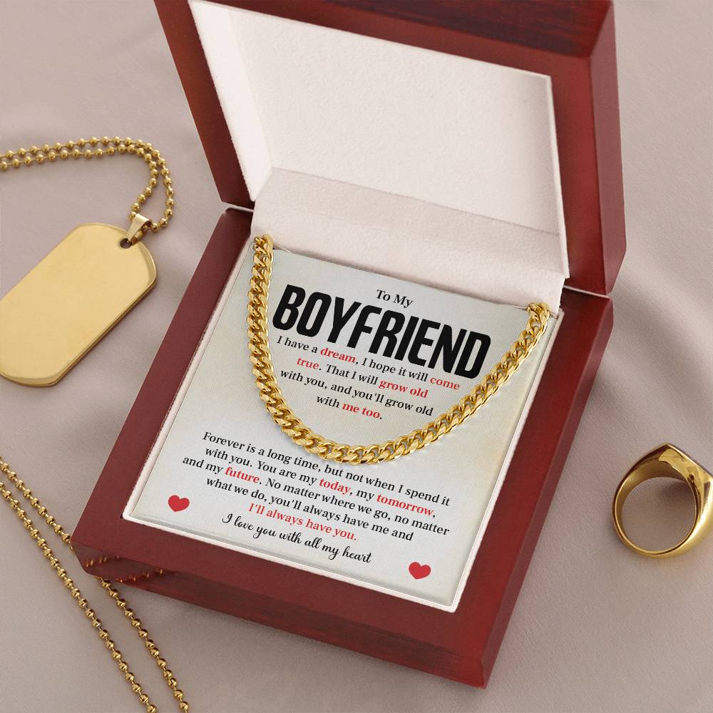 Cuban Link Chain Necklace Gift for Him with Gift Box