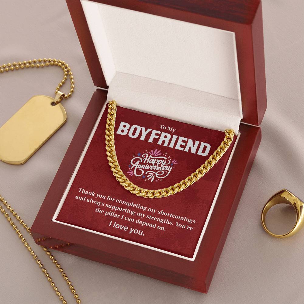 Anniversary Cuban Chain for Boyfriend with Card