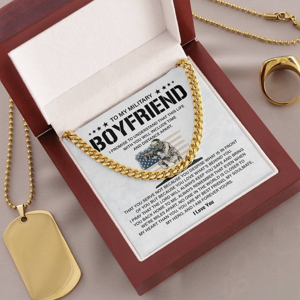 Military Boyfriend Necklace with Message Card