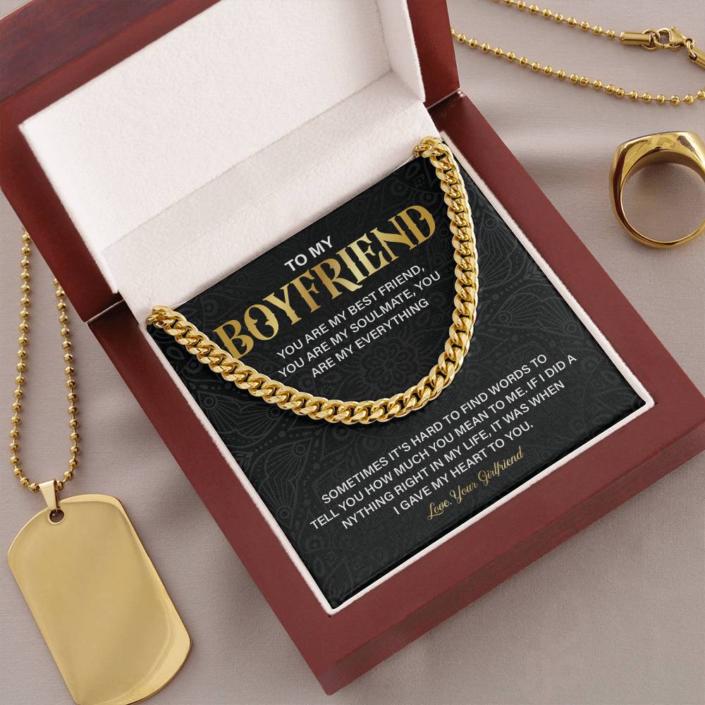 Boyfriend Gift Necklace from Girlfriend with Gift Box