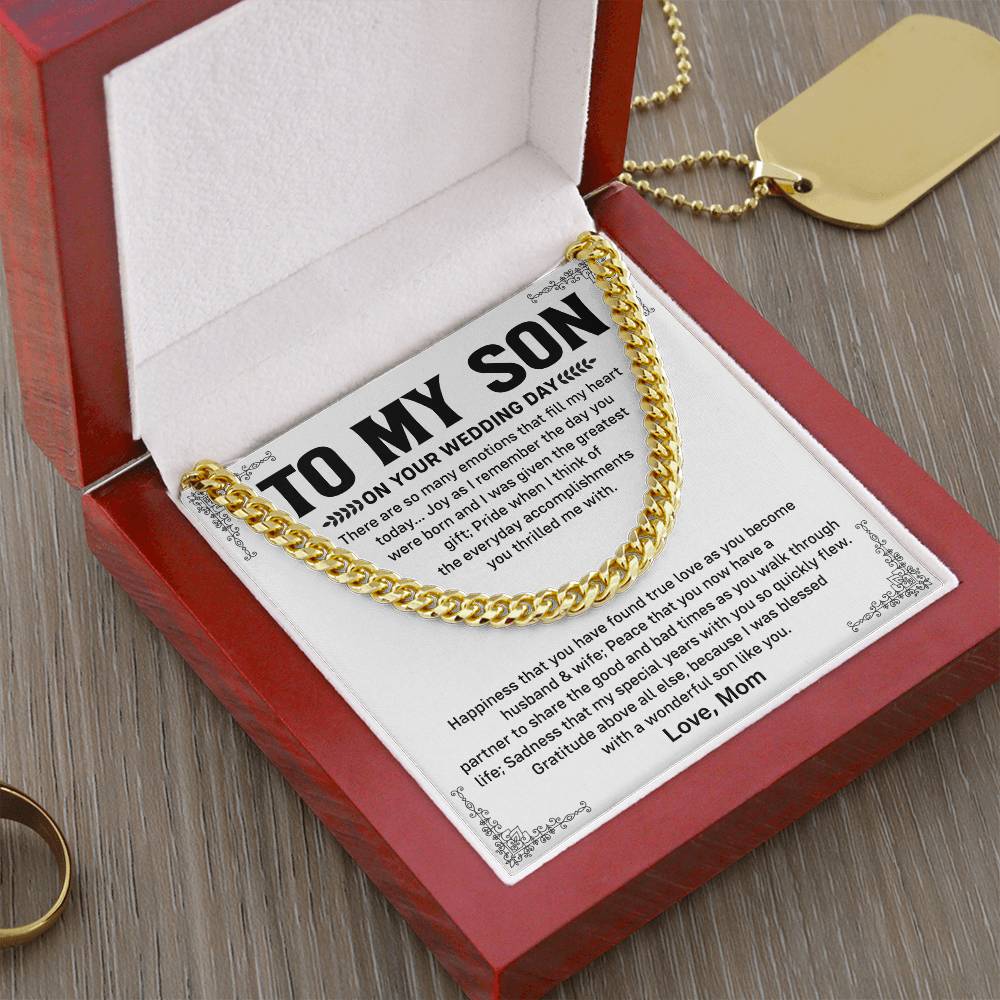 Wedding Day Gift for Son from Mom Cuban Chain Necklace