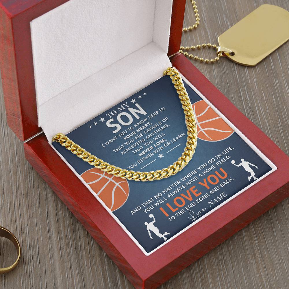 Inspirational Son Basketball Necklace with Card