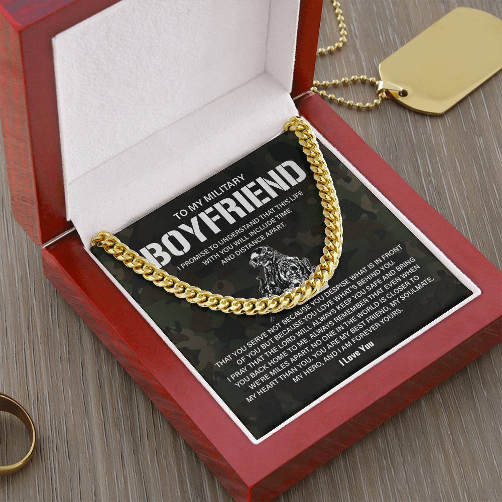 Military Boyfriend Gift – Cuban Chain with Message Card