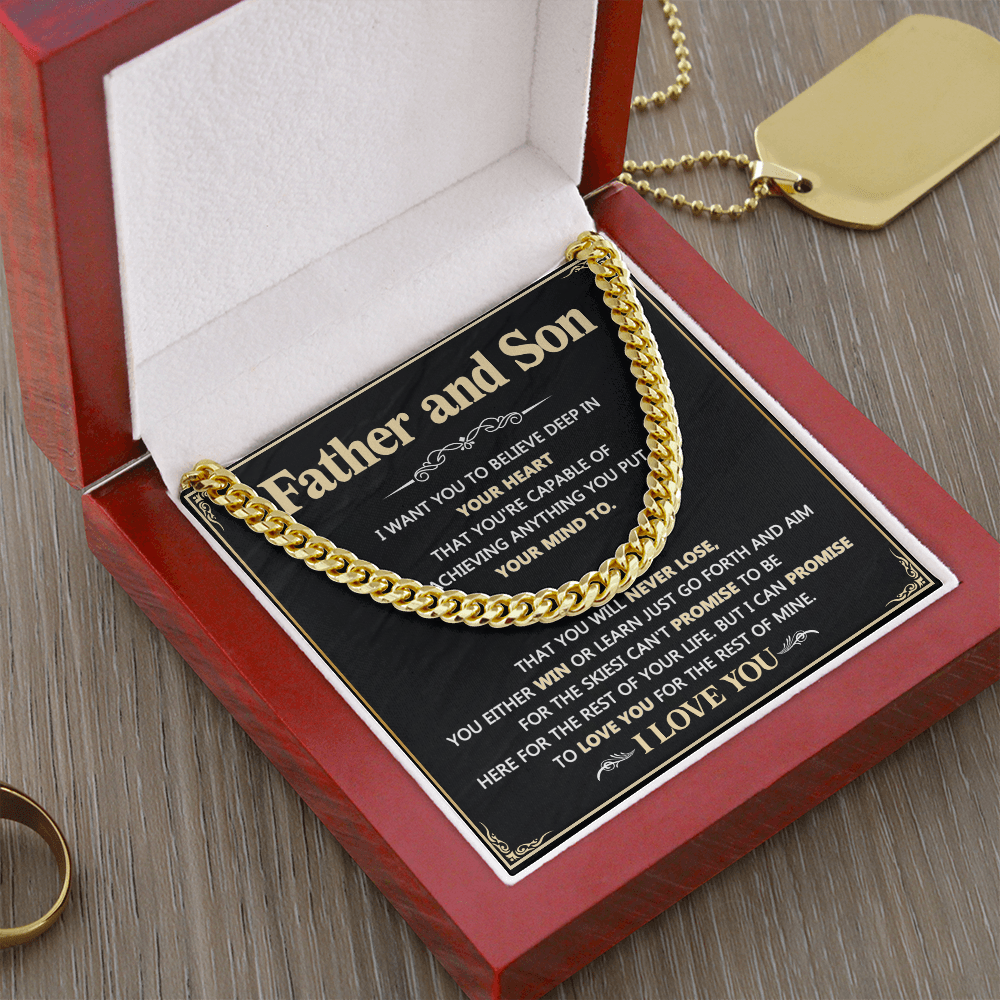 Father and son Cuban link chain Gift for Dad on Father's Day