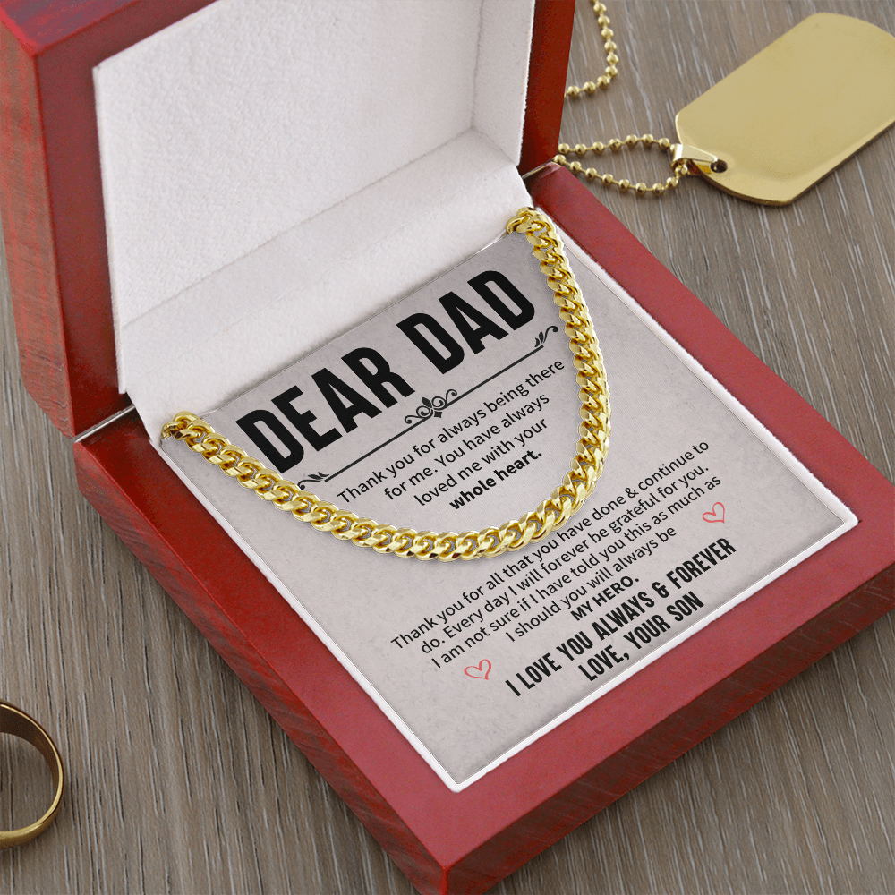 Dear Dad Necklace Heartfelt Message with Hero Tribute from Son