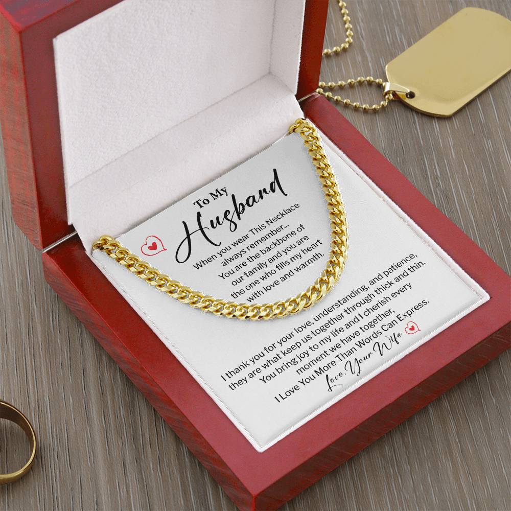 To My Husband Cuban Chain – Message Card Gift Box
