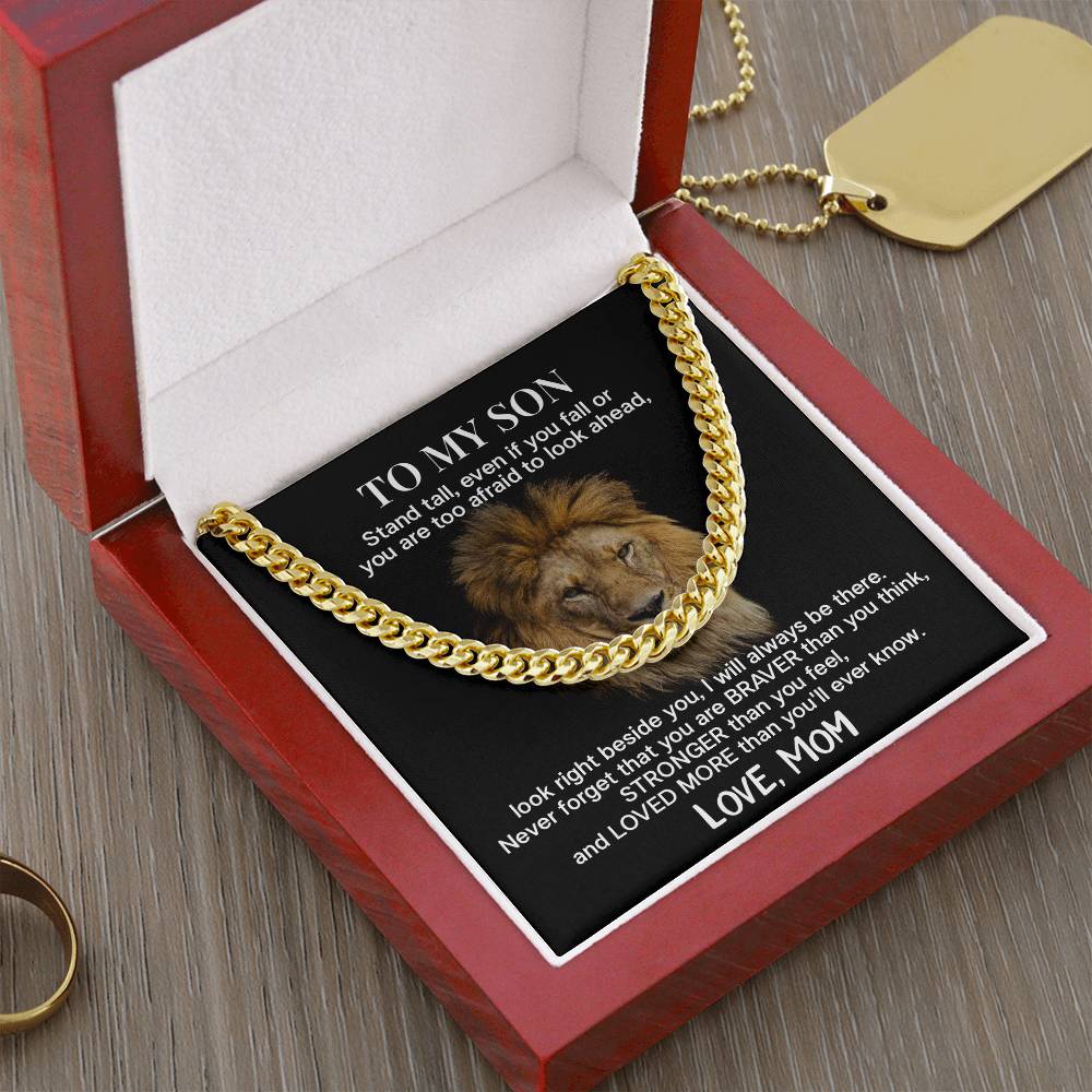 Lion Necklace Gift for Son from Mom – Strength & Love Message Card