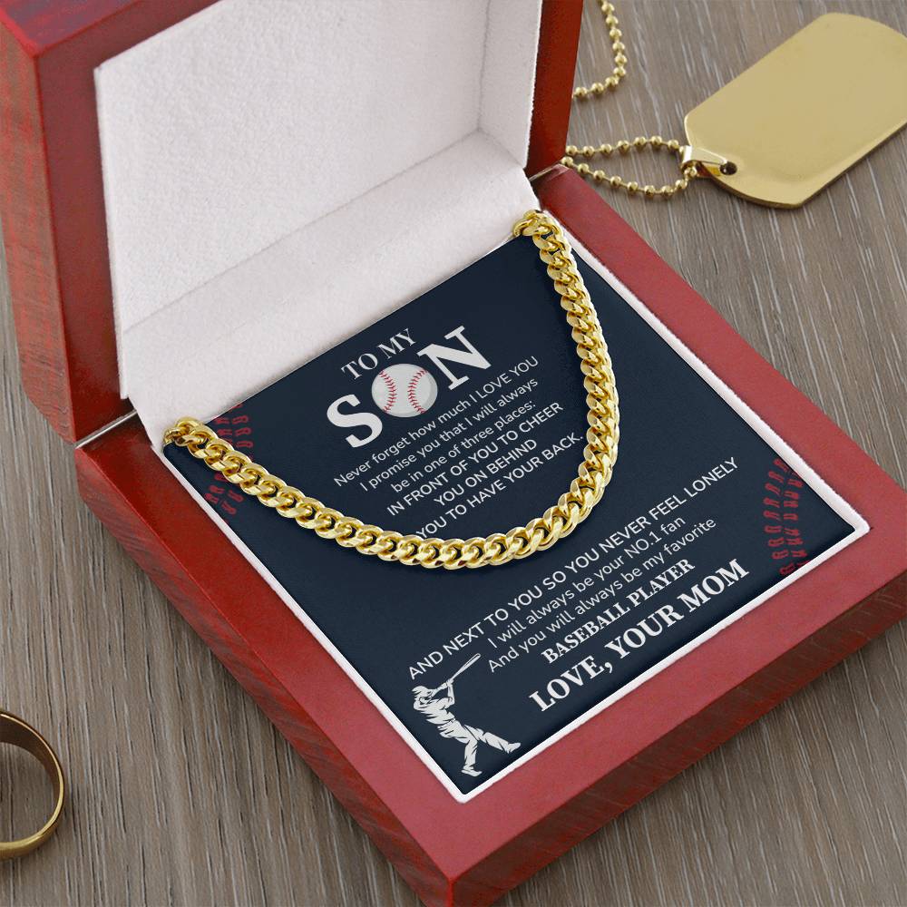 Baseball Necklace Gift for Son from Mom – Sports Message Card