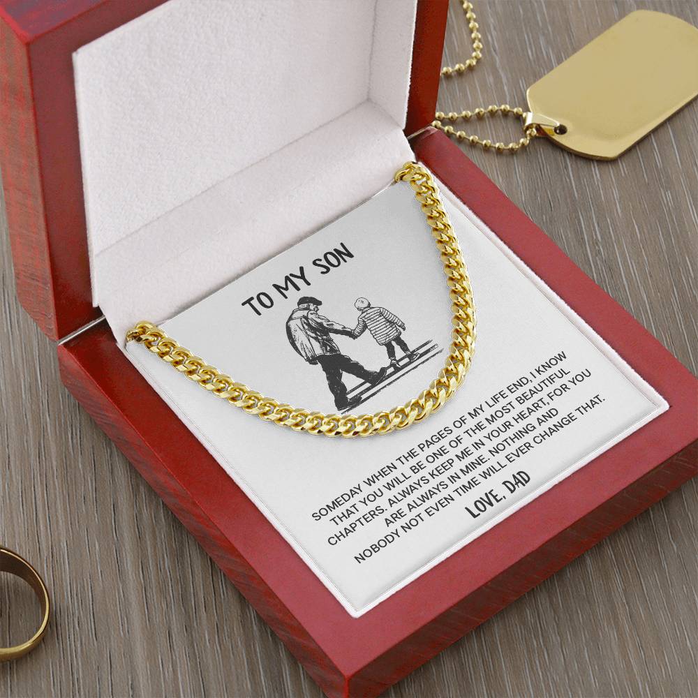 Dad to Son Cuban Chain Necklace – Forever in My Heart Message Card