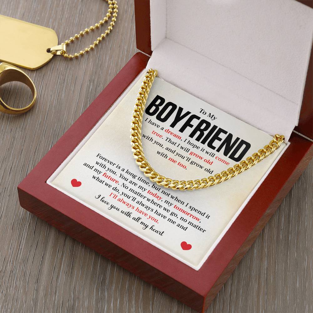 Cuban Link Chain Necklace Gift for Him with Gift Box