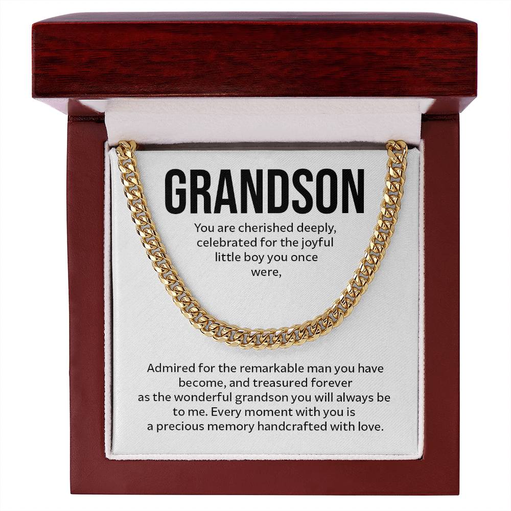 Cuban Chain Necklace Gift for Grandson from Grandparent