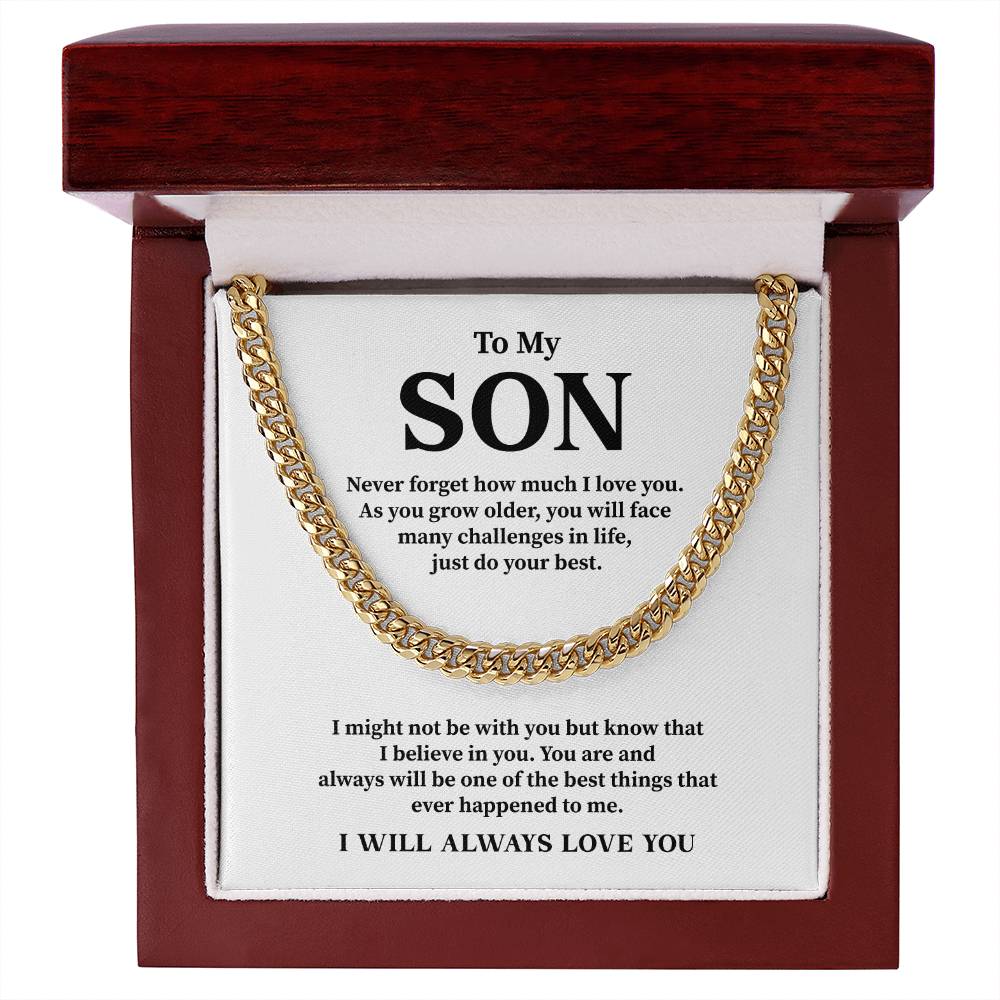 Cuban Chain Necklace Gift for Son – I Will Always Love You Message Card